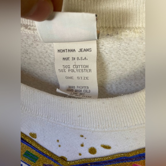 VTG Montana Jeans 80s USA OS Unisex Embellished Nautical Inspired Crewneck - Picture 6 of 7